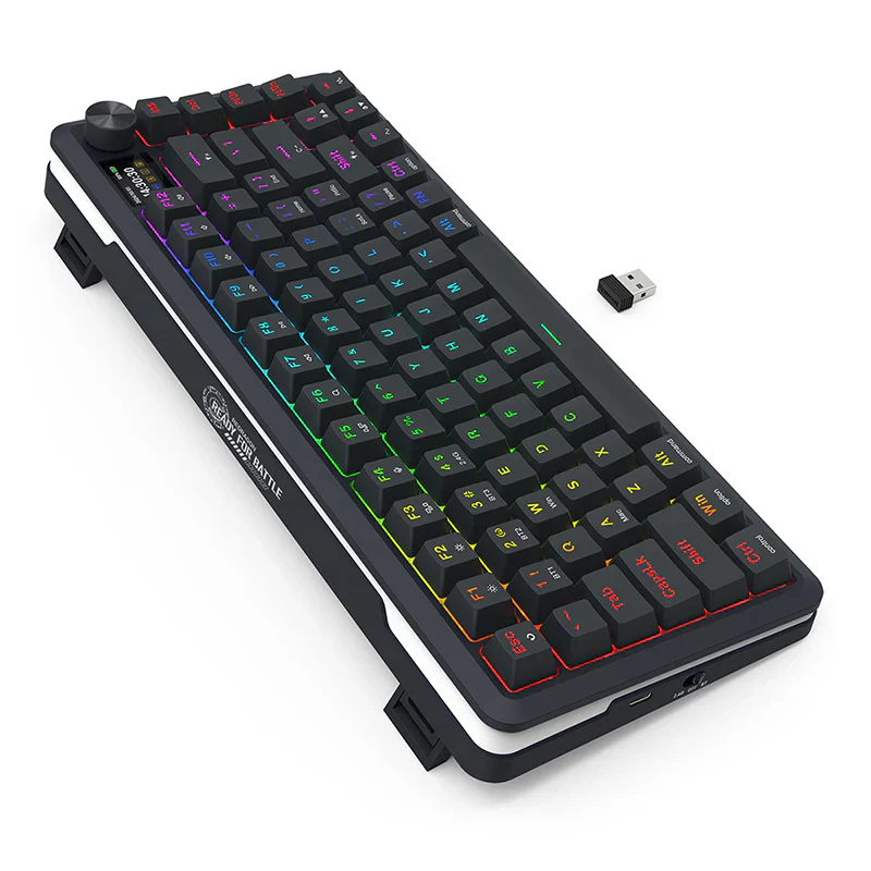 Redragon K708 Pro 75% Wireless/BT RGB Mechanical Keyboard with LCD Screen Redragon K708 Pro 75% Wireless/BT RGB Mechanical Keyboard with LCD Screen